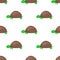 Cartoon Turtle Seamless Pattern on White Vector