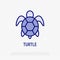 Cartoon turtle thin line icon. Modern vector illustration for logo with reptile
