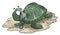 cartoon turtle wearing an evil eye amulet around his neck vector