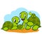 Cartoon turtles. Vector illustration