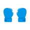 Cartoon two blue gloves for boxing. Flat icon