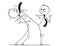 Cartoon of Two Businessmen Kung Fu or Karate Fighting