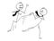 Cartoon of Two Businessmen Kung Fu or Karate Fighting