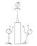 Cartoon of Two Men or Businessmen Worshiping Man on Pedestal