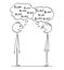 Cartoon of Two Men Conversation With Blah-Blah Speech Bubbles