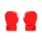 Cartoon two red gloves for boxing. Flat icon
