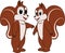 Cartoon two squirrels posing together