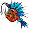 Cartoon Ugly and Evil Deep Sea Angler Fish Cartoon Character