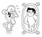 Cartoon ugly man looks in the mirror and thinks he`s so handsome, vector illustration