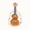Cartoon ukulele with lettering text for summer, music poster template design