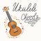 Cartoon ukulele with lettering text for summer, music poster template design