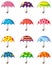 Cartoon umbrellas icon