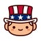 Cartoon Uncle Sam Emoji Icon Isolated