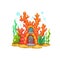 Cartoon underwater coral fairy house, mermaid home