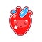 Cartoon unhappy sick or injured heart character