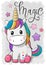 Cartoon Unicorn isolated on a gray background