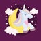 cartoon unicorn moon