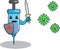 Cartoon Vaccine fight virus with sword pose 1