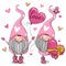 Cartoon Valentine Gnomes isolated on a white background