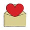 Cartoon valentines day romantic mail heart envelope open