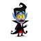 Cartoon Vampire character isolated on white. Cute small Dracula cartoon.