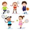 Cartoon various sports kids on a white background