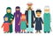 Cartoon vector Arab muslim family set.