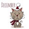 Cartoon vector cat for calendar month december