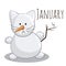 Cartoon vector cat for calendar month January