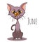 Cartoon vector cat for calendar month June