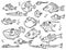 Cartoon Vector Collection Set of Hand Drawn Cute Fish