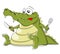 Cartoon vector crocodile with knife and fork