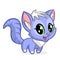 Cartoon vector drawing illustration of sitting blue kitty