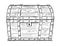 Cartoon Vector Drawing of Old Empty Closed or Locked Pirate Chest