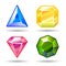 Cartoon vector gems and diamonds icons set