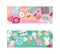 Cartoon vector girlish accessories lipstick icecream kids unicorn rainbow and doghnut illustration colorful set of