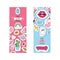 Cartoon vector girlish accessories lipstick icecream kids unicorn rainbow and doghnut sticker illustration colorful set