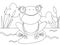 Cartoon Vector of Green cute baby frog coloring page contour illustration