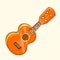 Cartoon Vector Illustration of Acoustic Guitar or ukulele. Cartoon clip art. Musical instrument icon.