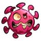 Cartoon vector illustration of angry and scary virus mascot character