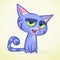 Cartoon vector illustration of blue kitty. Cat with fluffy striped tail vector icon