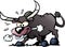 Cartoon Vector illustration of a crazy and angry Bull