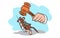 Cartoon vector illustration design, cute illustration of rat carrying injection and court hammer