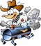 Cartoon Vector illustration of an Duck riding a BBQ grill barrel