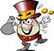 Cartoon Vector illustration of a Happy Golden Egg Mascot with lots of Money