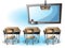Cartoon vector illustration interior classroom with separated layers