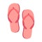 Cartoon vector illustration isolated object summer item pink slippers