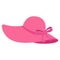 Cartoon vector illustration isolated object summer item pink Straw hat