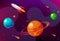 Cartoon vector illustration with outer space. Vector background galaxy
