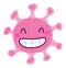 Cartoon vector illustration of a pink smiling virus mascot character